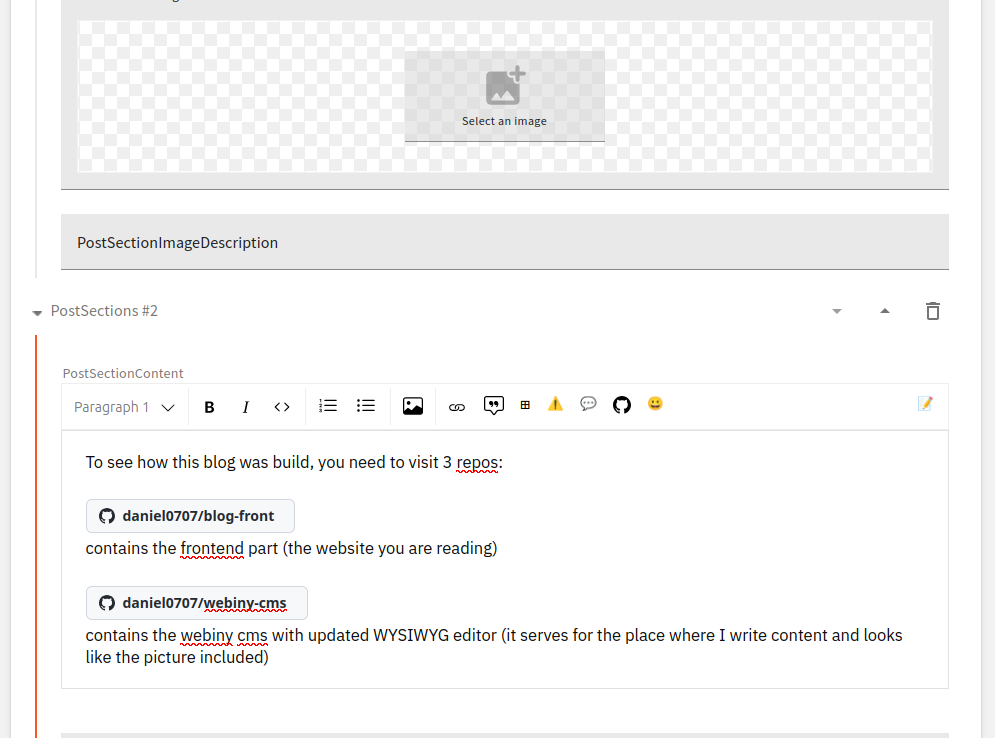 Snapshot from the Webiny CMS WYSIWYG editor
